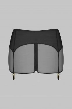 Maison Close Shorty With Zip And Suspenders - L'Amoureuse - Black Dahlia