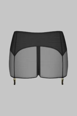 Maison Close Shorty With Zip And Suspenders - L'Amoureuse - Black Dahlia