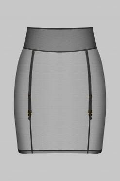 Maison Close Skirt With Suspenders - L'Amoureuse - Black Dahlia