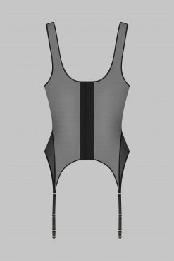 Maison Close Corset Top With Suspenders - L'Amoureuse - Black Dahlia
