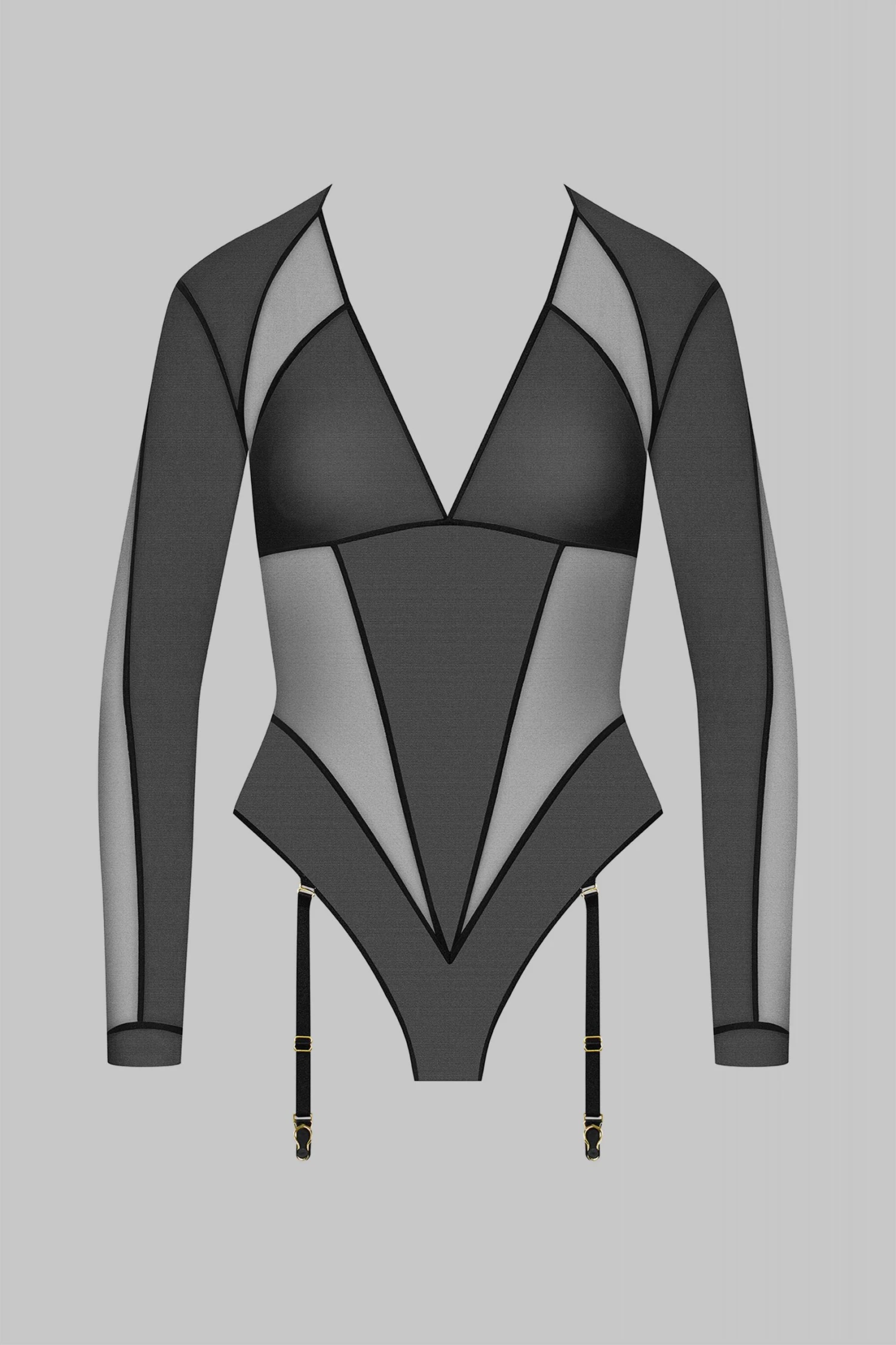 Maison Close Long Sleeves Bodystring With Susperders - L'Amoureuse - Black Dahlia Maison Close Long Sleeves Bodystring With Susperders - L'Amoureuse - Black Dahlia