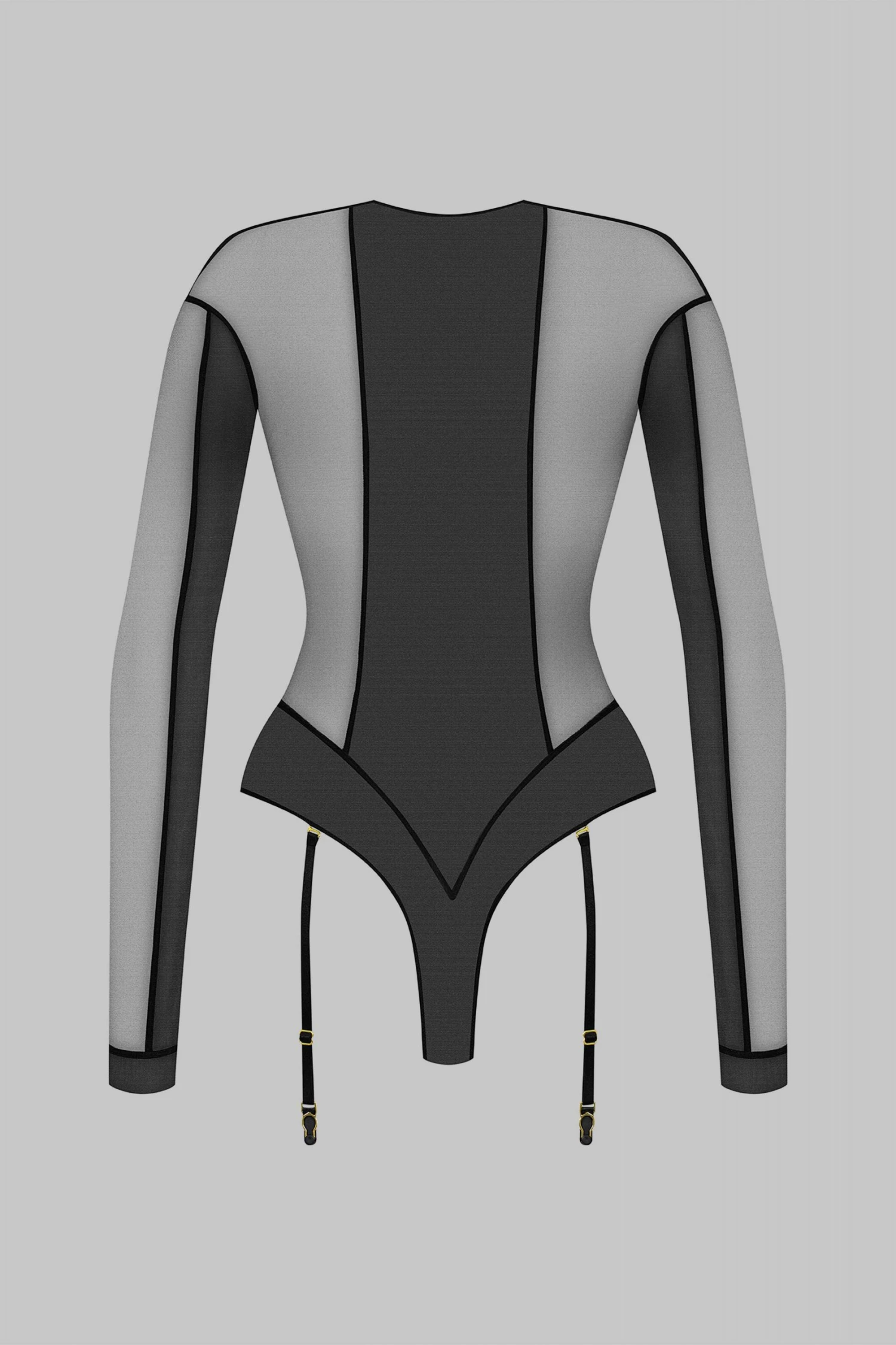 Maison Close Long Sleeves Bodystring With Susperders - L'Amoureuse - Black Dahlia Maison Close Long Sleeves Bodystring With Susperders - L'Amoureuse - Black Dahlia