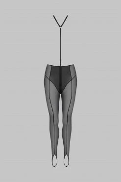 Maison Close Stirrup Leggings With Zip And Harness - L'Amoureuse - Black Dalhia