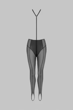 Maison Close Stirrup Leggings With Zip And Harness - L'Amoureuse - Black Dalhia