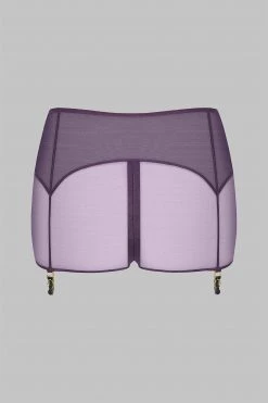 Maison Close Shorty With Zip And Suspenders - L'Amoureuse - Purple Orchid