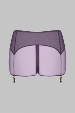 Maison Close Shorty With Zip And Suspenders - L'Amoureuse - Purple Orchid