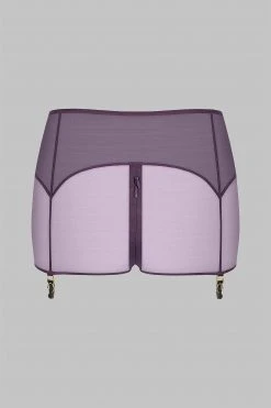 Maison Close Shorty With Zip And Suspenders - L'Amoureuse - Purple Orchid