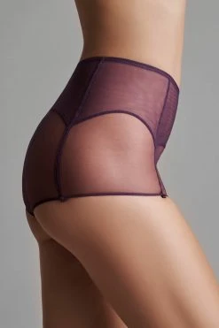 Maison Close Shorty With Zip And Suspenders - L'Amoureuse - Purple Orchid