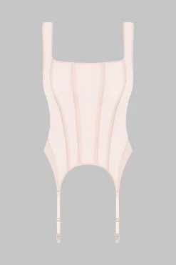Maison Close Corset Top With Suspenders - L'Amoureuse - Pink Peony