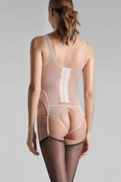 Maison Close Corset Top With Suspenders - L'Amoureuse - Pink Peony