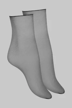 Maison Close 10 Denier Sheer Cut And Curled Socks - Black Les Coquetteries
