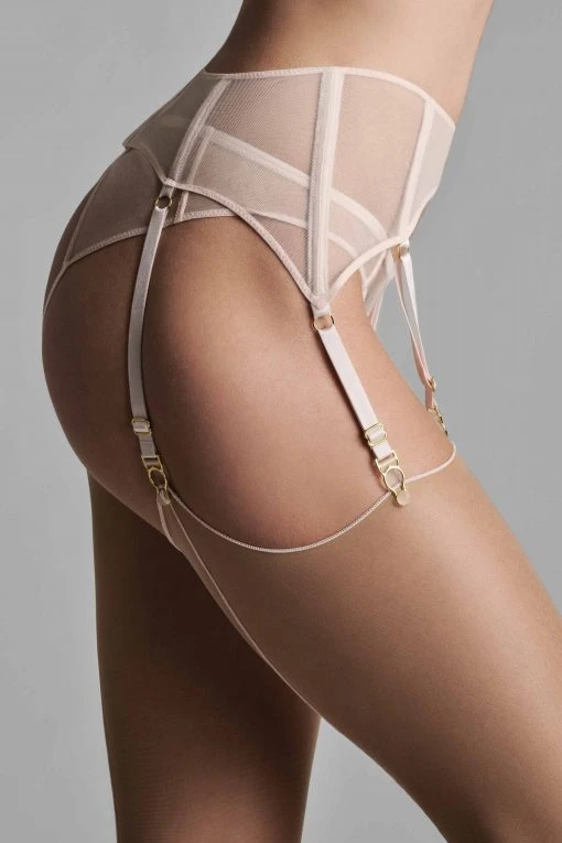 Maison Close 20 Denier Cut And Curled Back Seamed Stockings - Nude/Pink