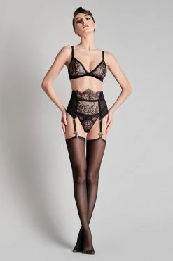 Maison Close 20 Denier Cut And Curled Back Seamed Stockings - Black Les Coquetteries 4 Maison Close 20 Denier Cut And Curled Back Seamed Stockings - Black Les Coquetteries