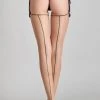 Maison Close 20 Denier Cut And Curled Back Seamed Stockings - Les Coquetteries - Nude/Black