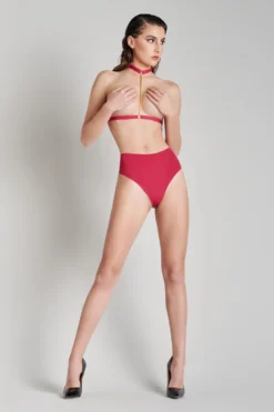 Maison Close Openable High Waist Thong - Tapage Nocturne - Red