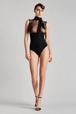Maison Close Scarf Thong Body - Madame Rêve - Black