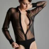 Maison Close Bodysuit Shirt Shape With Suspenders - Madame Rêve - Black 2 Maison Close Bodysuit Shirt Shape With Suspenders - Madame Rêve - Black