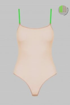 Maison Close Thong Body - Corps à Corps - Nude/Neon Green/Gold