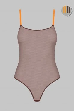 Maison Close Thong Body - Corps à Corps - Brown/Neon Orange/Gold