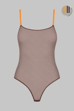 Maison Close Thong Body - Corps à Corps - Brown/Neon Orange/Gold