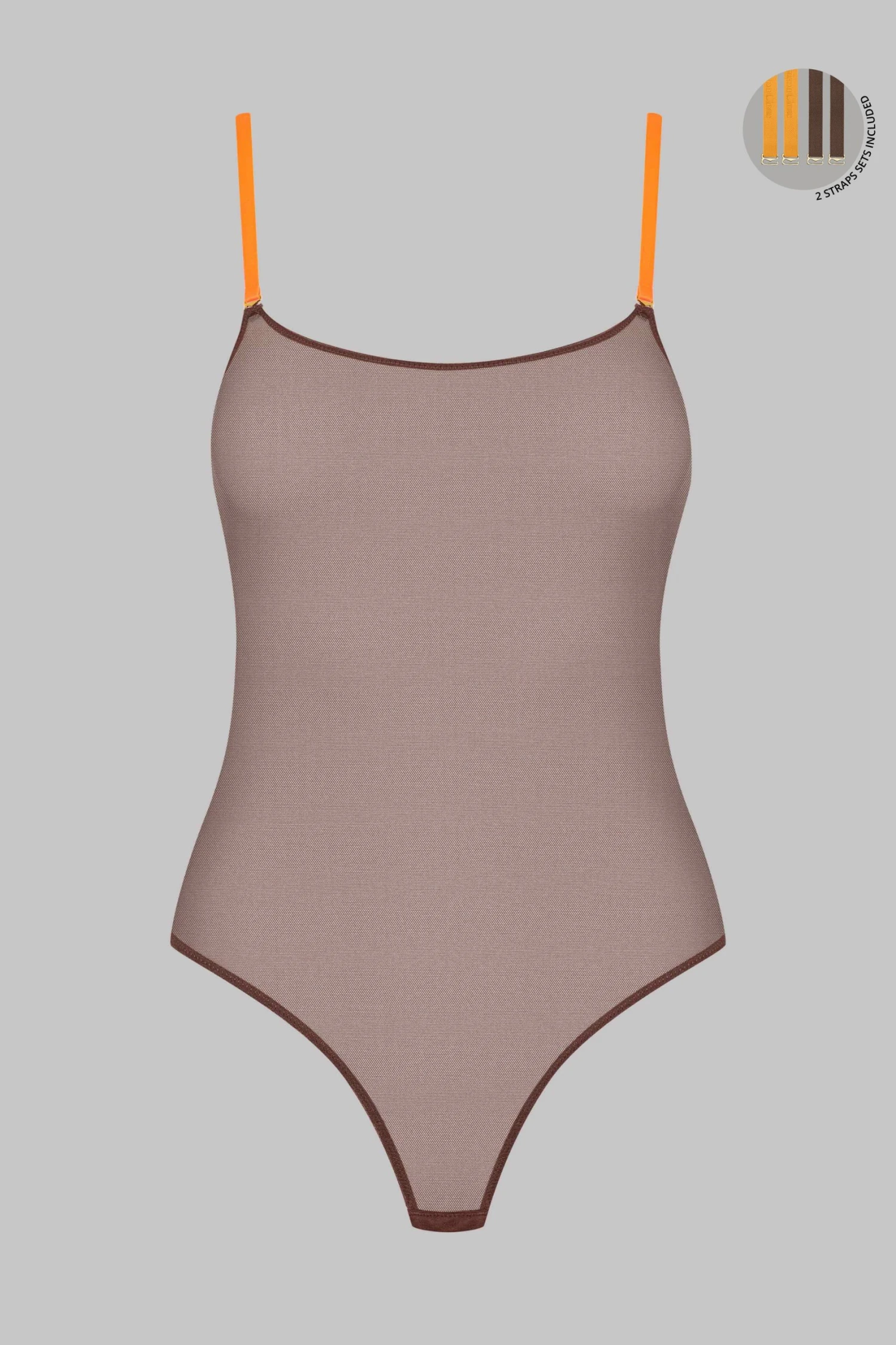 Maison Close Thong Body - Corps à Corps - Brown/Neon Orange/Gold 4 Maison Close Thong Body - Corps à Corps - Brown/Neon Orange/Gold