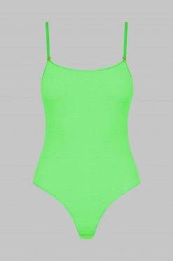 Maison Close Corps à Corps Néon Thong Body - Corps à Corps Neon - Neon Green/Gold