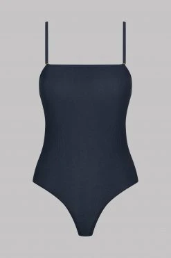 Maison Close Thong Body With Straps - La Femme Amazone - Dark Gray