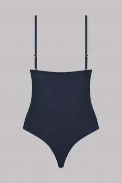 Maison Close Thong Body With Straps - La Femme Amazone - Dark Gray