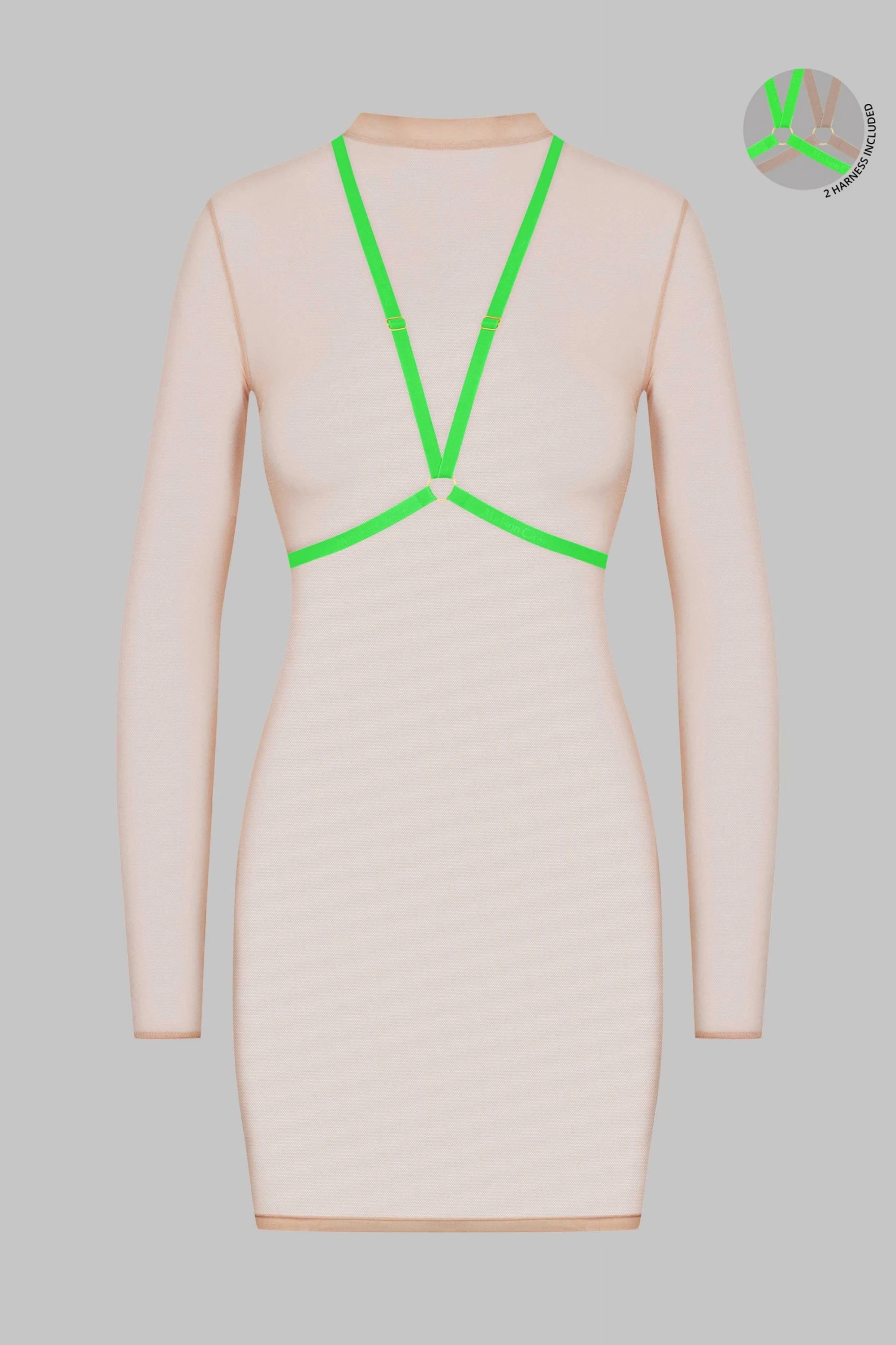 Maison Close Dress With Harness - Corps à Corps - Nude/Neon Green/Gold 4 Maison Close Dress With Harness - Corps à Corps - Nude/Neon Green/Gold
