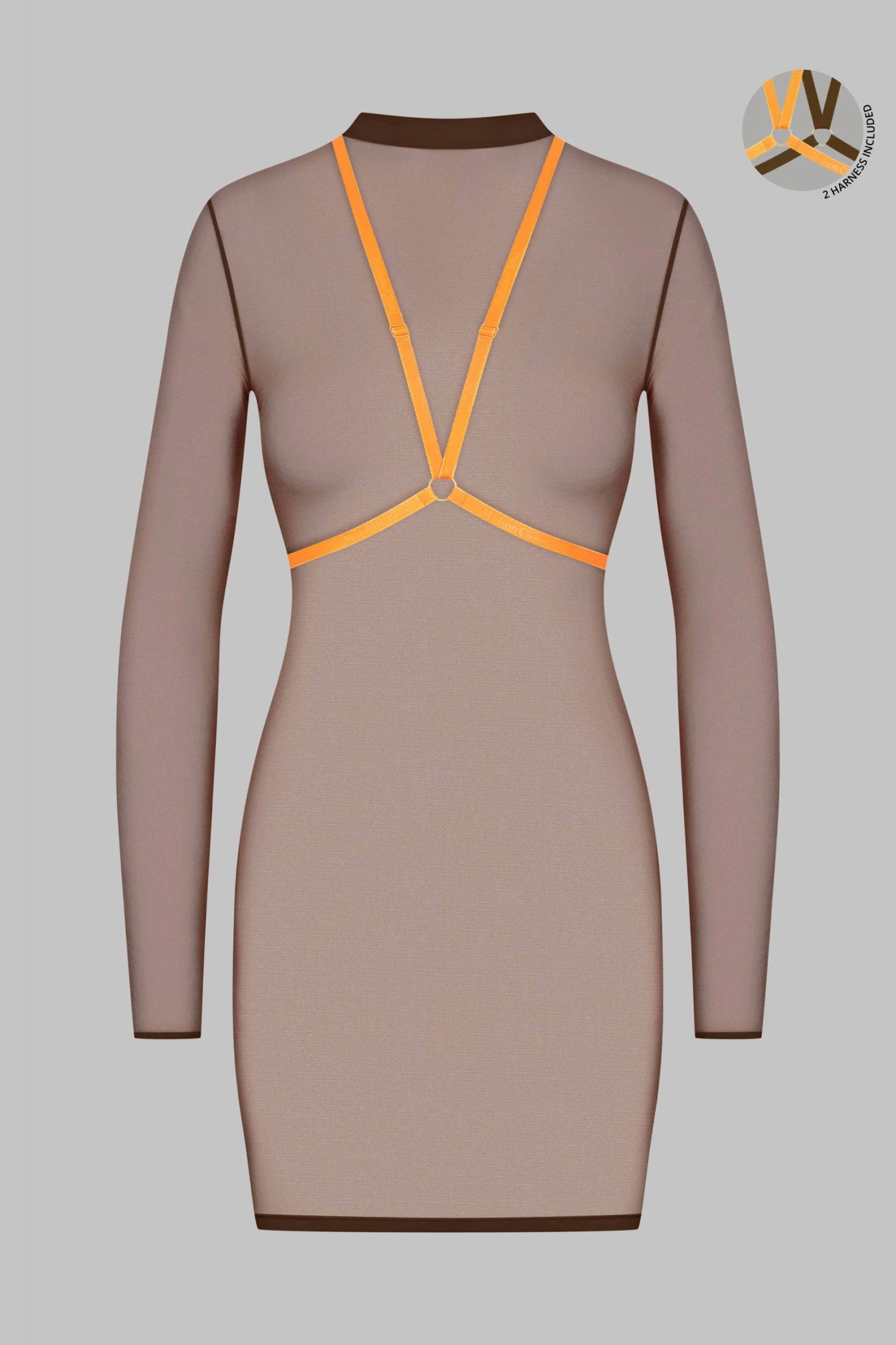 Maison Close Dress With Harness - Corps à Corps - Brown/Neon Orange/Gold 4 Maison Close Dress With Harness - Corps à Corps - Brown/Neon Orange/Gold