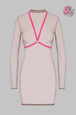 Maison Close Dress With Harness - Corps à Corps - Ginger Snap/Neon Pink/Gold