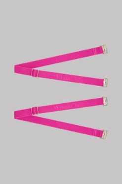 Maison Close Straps For Thong - Signature - Neon Pink/Gold - 1 Pair