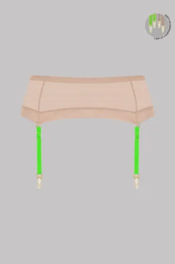 Maison Close Garter Belt - Corps à Corps - Nude/Neon Green/Gold