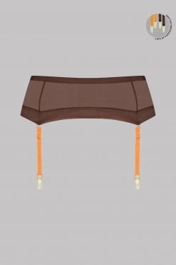 Maison Close Garter Belt - Corps à Corps - Brown/Neon Orange/Gold