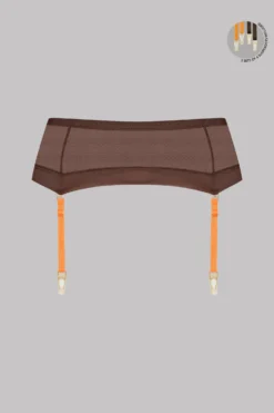 Maison Close Garter Belt - Corps à Corps - Brown/Neon Orange/Gold
