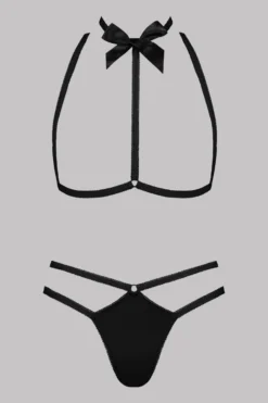 Maison Close Le Petit Secret Microfibre Harness & Thong Set - Le Petit Secret - Black