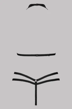 Maison Close Le Petit Secret Microfibre Harness & Thong Set - Le Petit Secret - Black