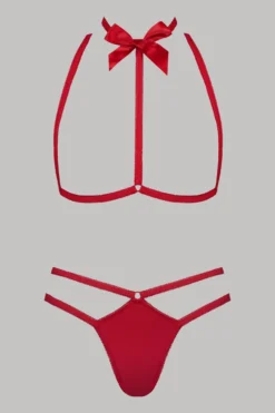 Maison Close Harness & Thong Set - Le Petit Secret - Red