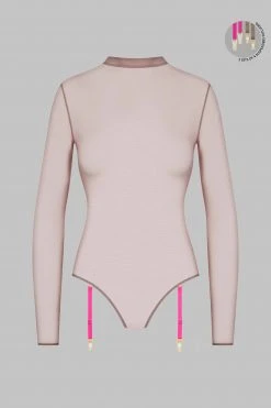 Maison Close Thong Body With Suspenders - Corps à Corps - Ginger Snap/Neon Pink/Gold