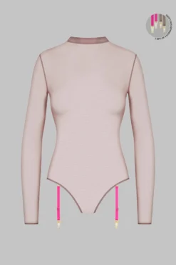 Maison Close Thong Body With Suspenders - Corps à Corps - Ginger Snap/Neon Pink/Gold