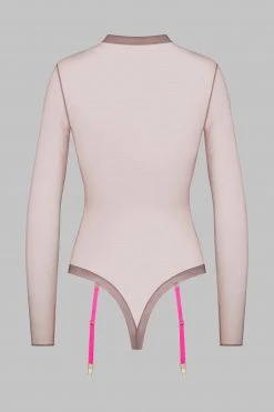 Maison Close Thong Body With Suspenders - Corps à Corps - Ginger Snap/Neon Pink/Gold