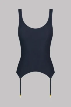 Maison Close Top With Suspenders - La Femme Amazone - Dark Gray