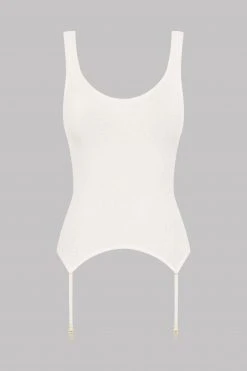 Maison Close Top With Suspenders - La Femme Amazone - Ivory