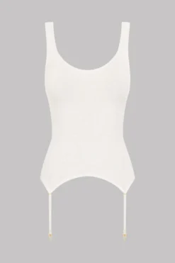 Maison Close Top With Suspenders - La Femme Amazone - Ivory