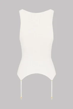 Maison Close Top With Suspenders - La Femme Amazone - Ivory