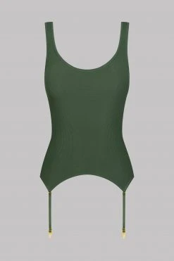 Maison Close Top With Suspenders - La Femme Amazone - Khaki