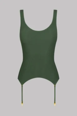 Maison Close Top With Suspenders - La Femme Amazone - Khaki