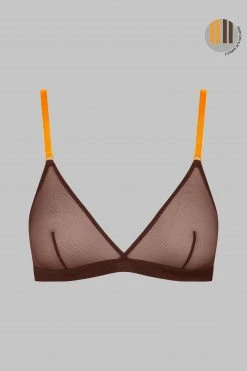 Maison Close Triangle Bra - Corps à Corps - Brown/Neon Orange/Gold