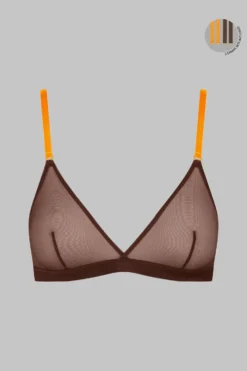 Maison Close Triangle Bra - Corps à Corps - Brown/Neon Orange/Gold