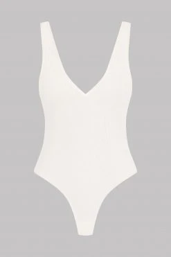 Maison Close Thong Bodysuit V-neck - La Femme Amazone - Ivory